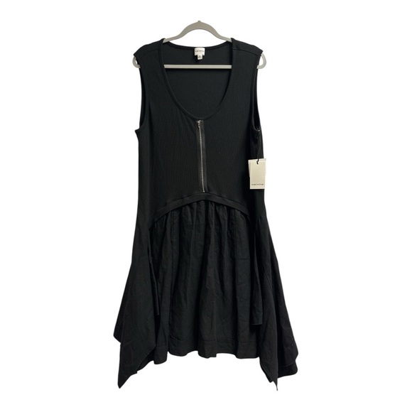 ForCynthia Linen Blend Zip Front Midi Dress Black Size 2X NWT - Picture 3 of 8